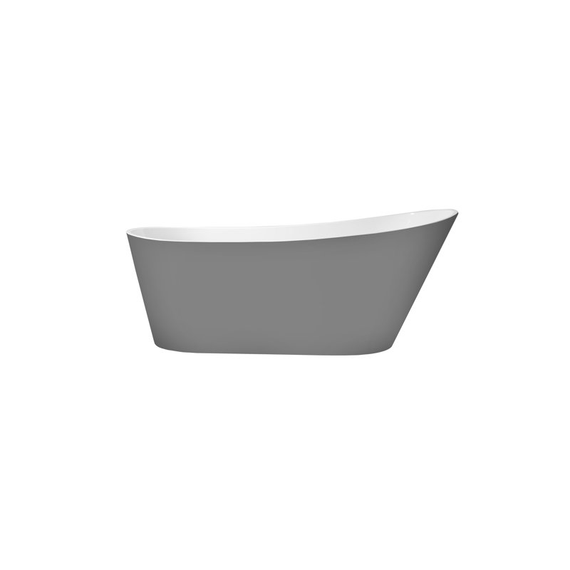 Samari 59 In. Freestanding Bathtub In Matte Grey Finish, Matte Gray