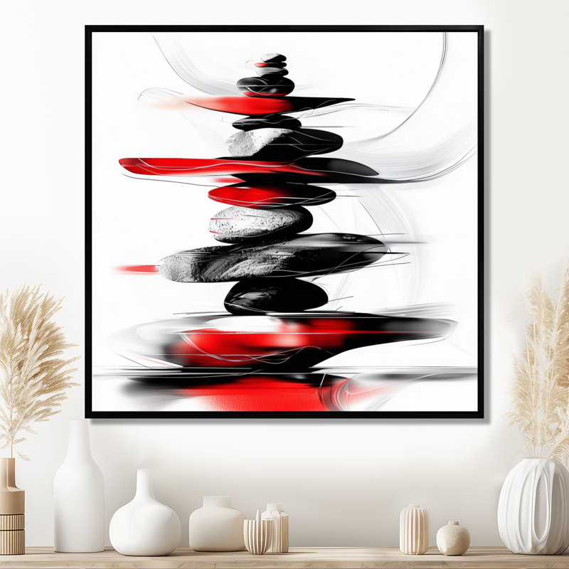 «Modern Modern Tower In Canadian Flag Color II», reproduction d'art du Canada, H 16 po x l 16 po, Noir