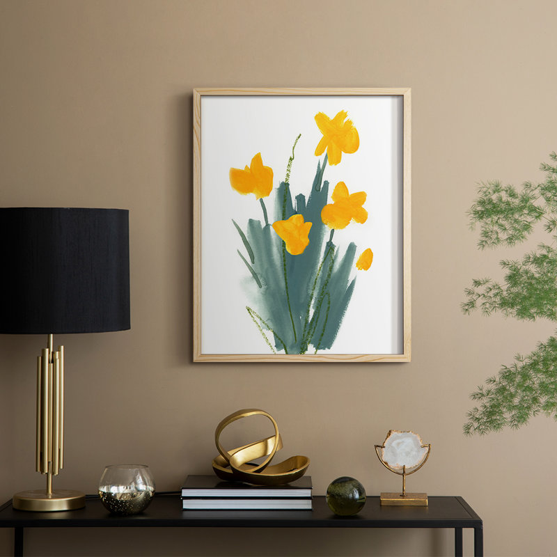 «Daffodil Bunch II», reproduction encadrée - bois massif, H 15 po x l 12 po
