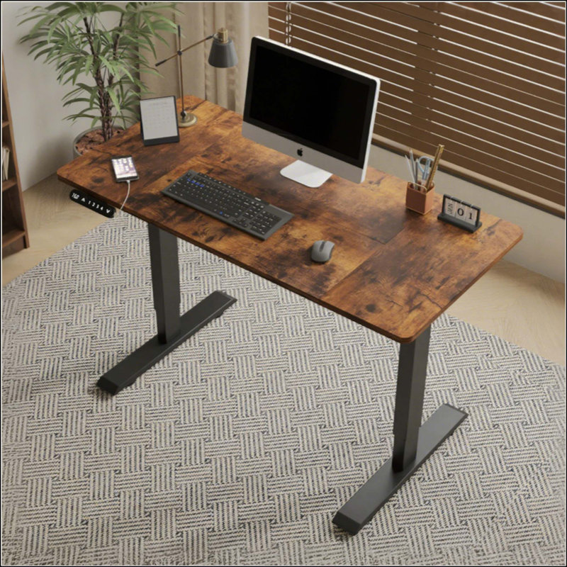 Bureau électrique à hauteur réglable pour la maison et le bureau, H 27 po x l 47,2 po x P 24 po, Noyer, Noir