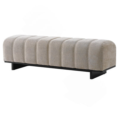 Indoor Dining Bench, Oatmeal Chenille Fabric Bench With Rubber Wood Legs , 250Lbs, Comfortable Seating For Dining Room/Living Area