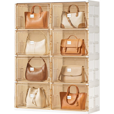 Armoire de rangement pour sac à main pliable à 4 niveaux avec portes magnétiques JEKO & JEKO, blanc