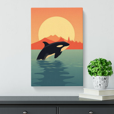 Orca Whale Minimalism - Wrapped Canvas Print