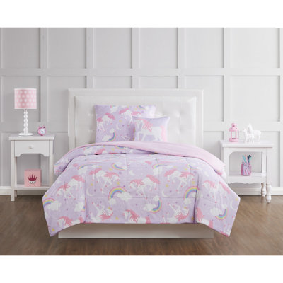 Ensemble d'édredon avec coussin décoratif Rainbow Unicorn