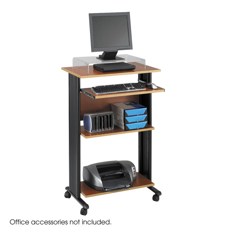 MUV Fixed Stand-Up Workstation AV Cart, Cherry