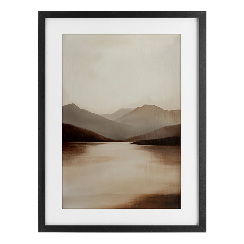 «Calming Mountains Brown Landscape», reproduction encadrée sous verre, par Petal Prints Design, H 23 po x l 17 po