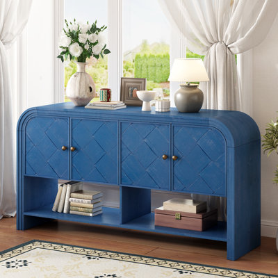 Versatile Sideboard with Woven Wood Slats and Solid Wood Veneer,Suitable for Entryway, Hallway, Living Room,Foyer,Corridor