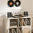 Large Boho Record Player Stand With Rattan Vinyl Storage For 450 Albums, Media Cabinet-1513383288
