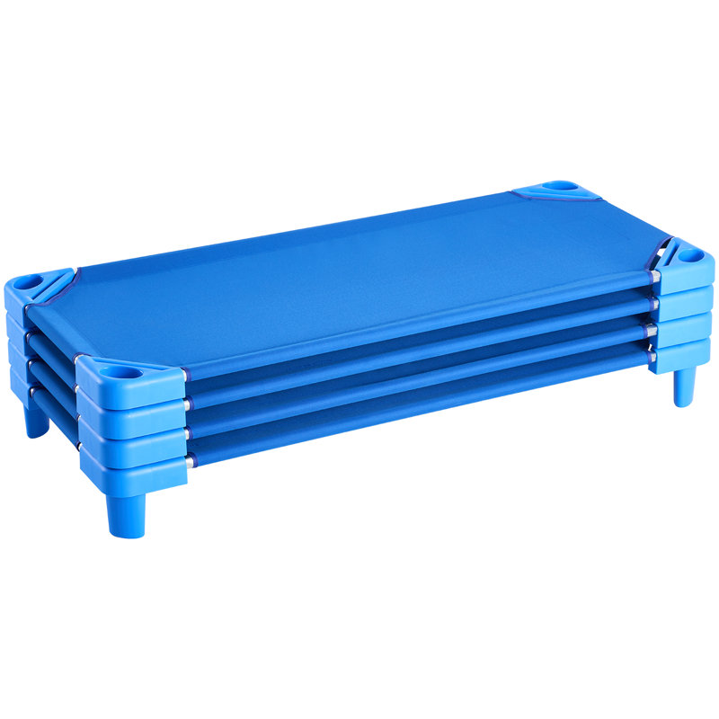 Lit de repos empilable pour enfant de 52 po x 23 po Kiddie Cot (bleu) (paquet de 4)