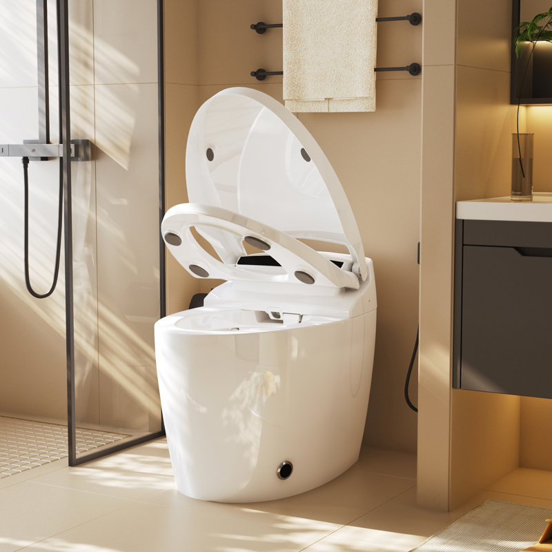 Smart One-Piece Toilet With Auto Open Lid, Heated Seat, Bidet Wash, Air Dryer & Antibacterial Glaze