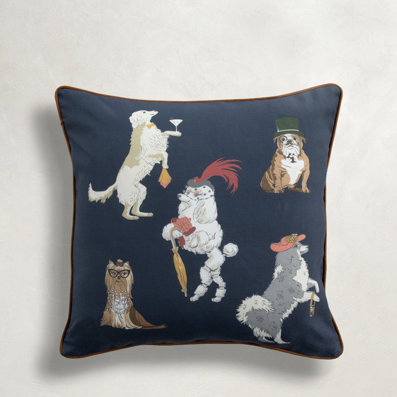 Animal Print Indoor/Outdoor Throw Pillow, Navy, Square 20"