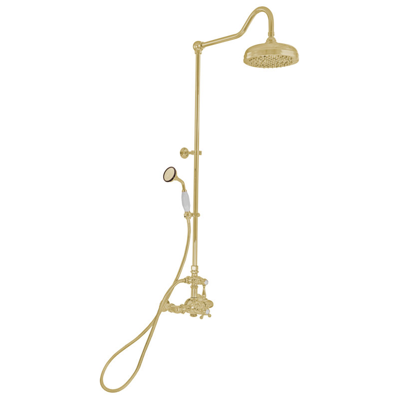 Exposed Thermostatic Shower System (P1085) by Strom Living, Supercoat Brass