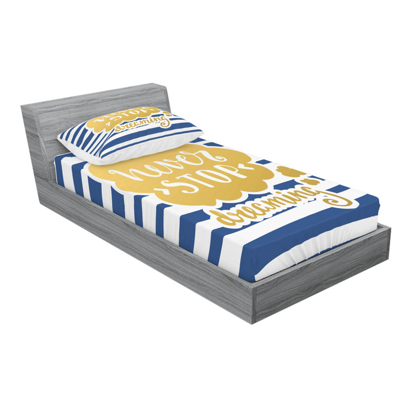Microfiber Striped Sheet Set, Twin Sheet Set with Fitted Sheet