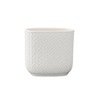 Pot en céramique haut ovale blanc mat