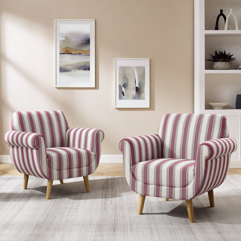 Ensemble de 2 chaises d'appoint 29,92 po, Mélange de polyester rouge / lin