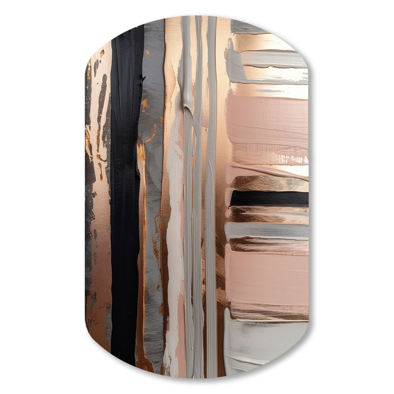 Warwick - Art mural asymétrique abstrait en métal, cylindre doré, H 31 po x l 19 po