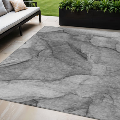 Tapis intérieur lavable abstrait argenté 5 pi x 8 pi