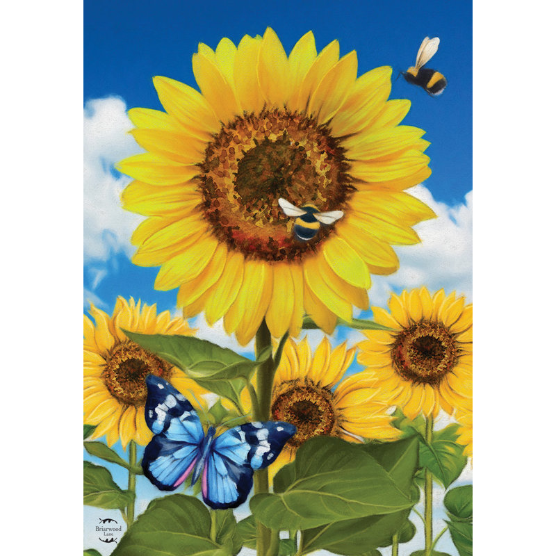 Drapeau de jardin d'été tournesols et abeilles