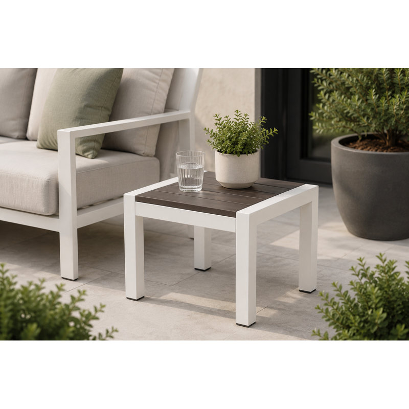 Table d'appoint en plastique / résine Aynura, Blanc / Gris