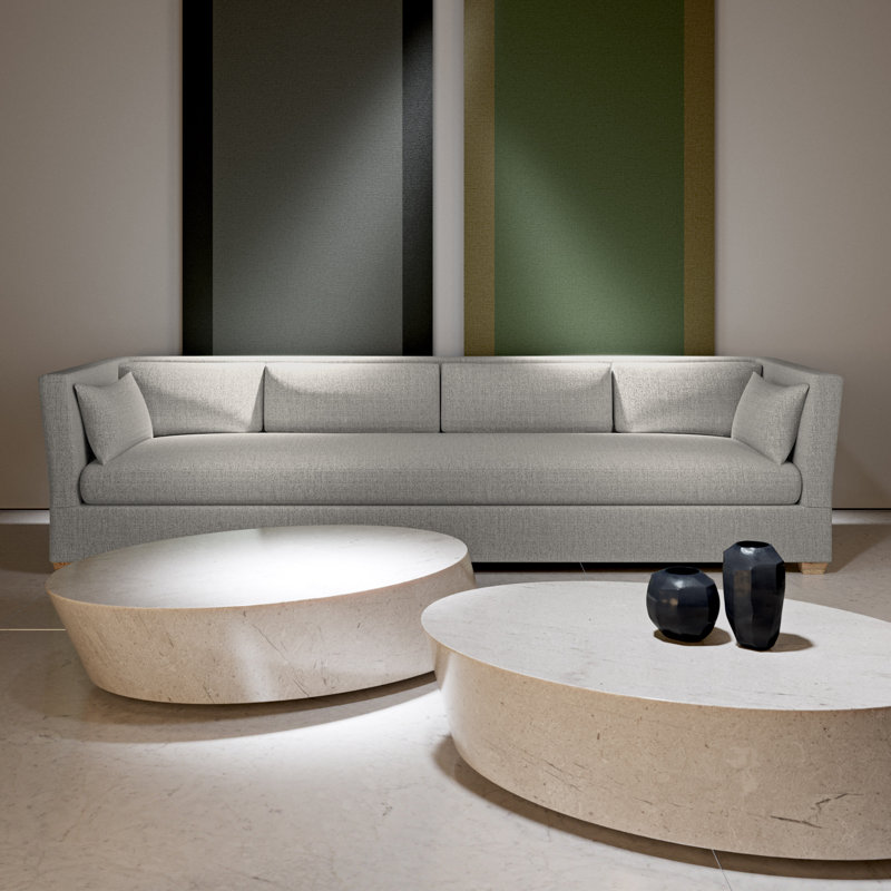 Canapé Rivington, H 31 po x l 108 po x P 37 po, Tapis massepain en lin à tissage carré, Patiné