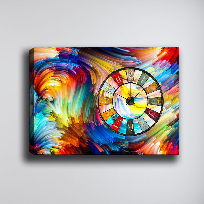 Horloge murale élégante 19,7 po x 27,6 po | Face 100% coton, structure 100% bois (épaisseur: 1,2 po) | Sans PVC, fonctionne avec 1 pile AA | Parfait pour le salon, la cuisine et le bureau