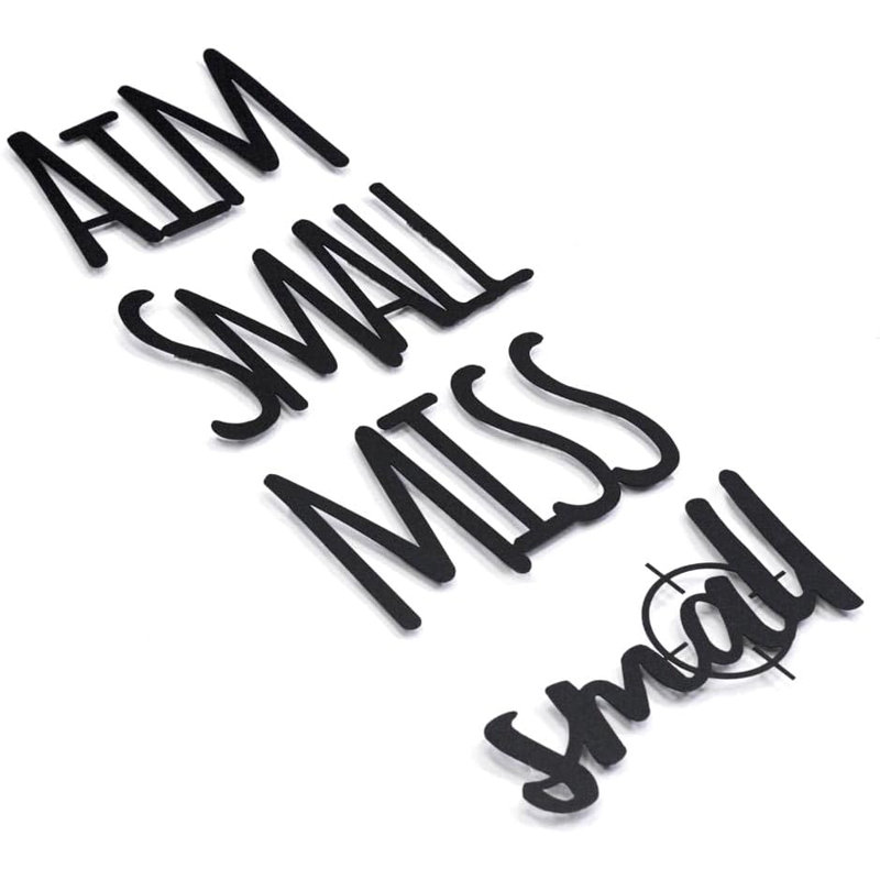 «Aim Small Miss Small», art mural en métal, affiche de salle de bain