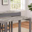 Table de salle à manger rectangulaire à hauteur de comptoir, gris, plateau en faux marbre, bois massif, tiroir de rangement, siège d'inspiration pour 4 personnes, comptoir gris avec compartiment
