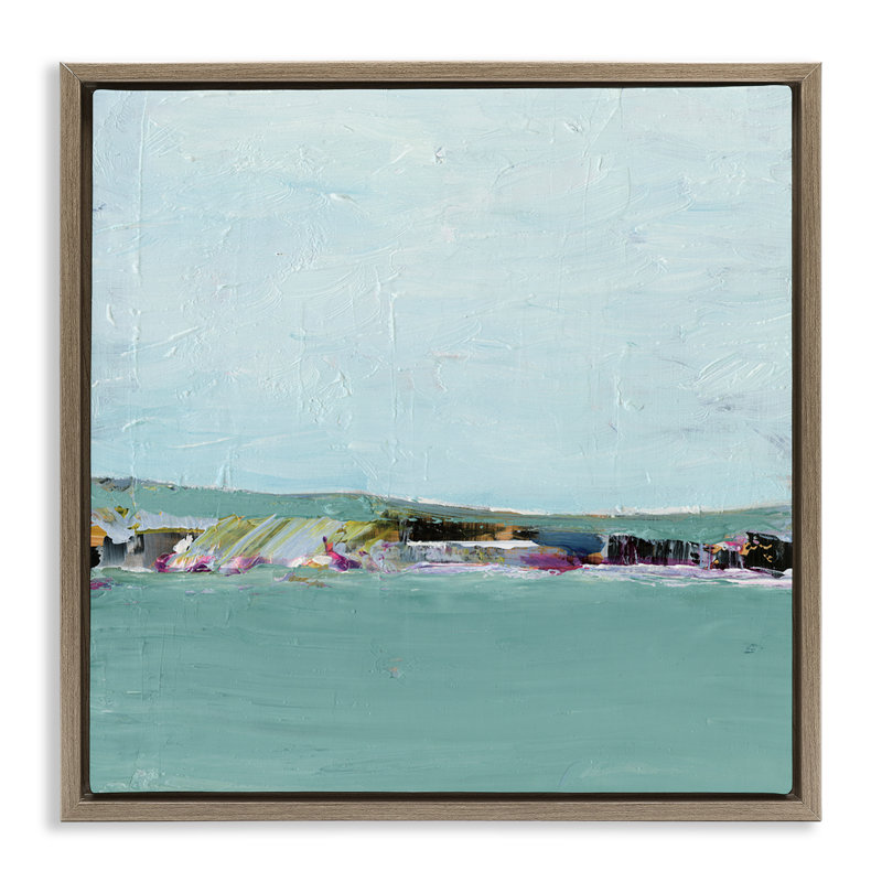 Abstrait, "Ocean Island", art mural encadré flottant par Ethan Harper, Cadre flottant orme Montalcino, H 25 po x l 25 po