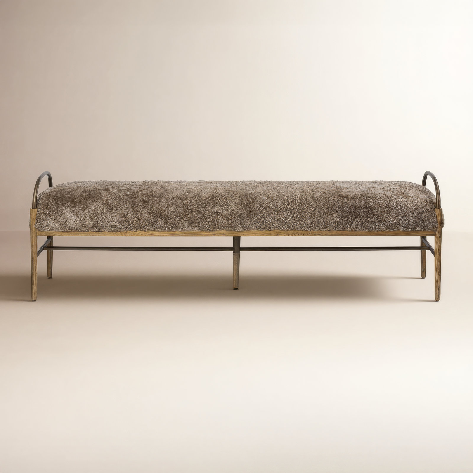 Demi Bench, Taupe Shearling