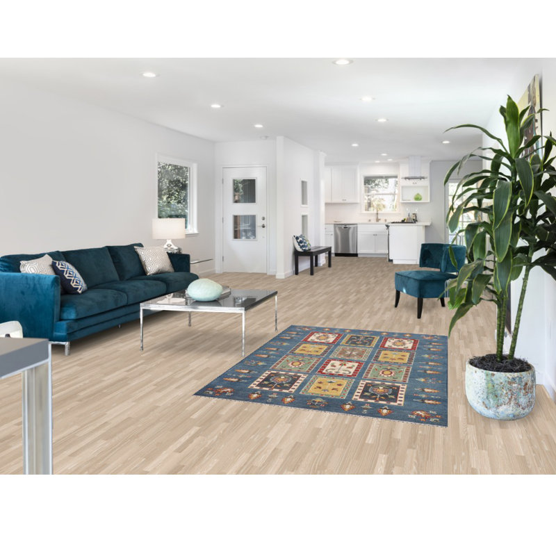 Tapis de style oriental fait à la main bleu Kazak 6