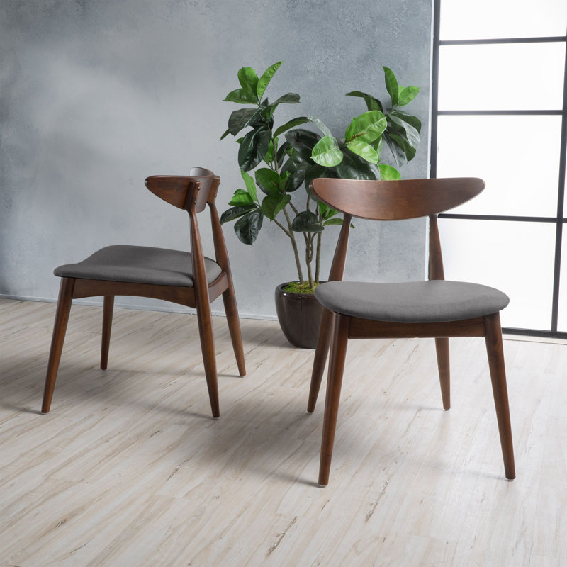 Drumnadrough 17.25'' H Upholstered Side Chair, Light Gray, Walnut