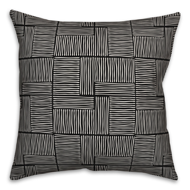  Coussin Blocks, 18 po x 18 po, Black Geometric 1