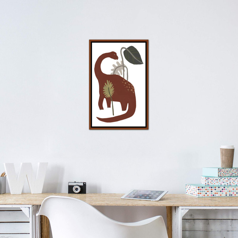 Décoration murale Mighty Dino IV, pour enfants, H 26 po x l 18 po x 1,5 po, Toile classique avec cadre brun
