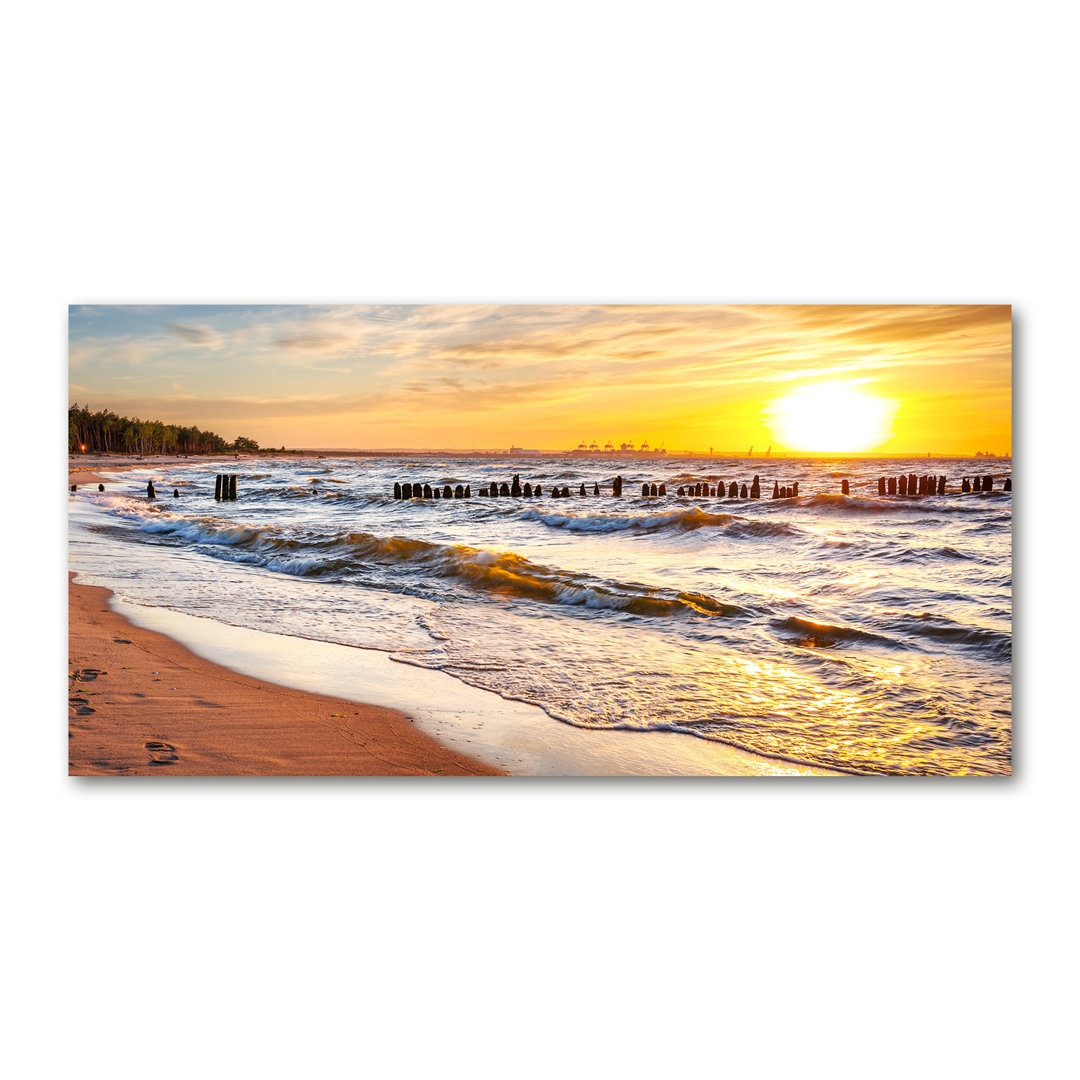 Leinwanddruck - Wandkunst - Drucke auf Leinwand - 140X70 Bild Bildthema: Sonnenuntergang Strand