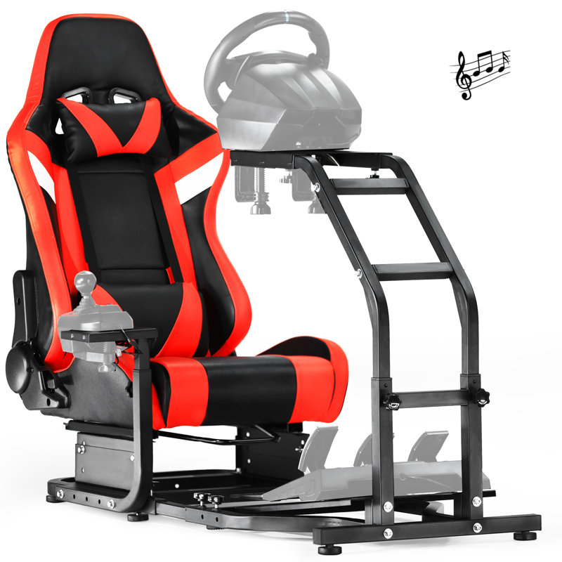 Inbox Zero Adjustable Backrest-Height and Adjustable Height PC & Racing Game Chair with Built-In Speaker