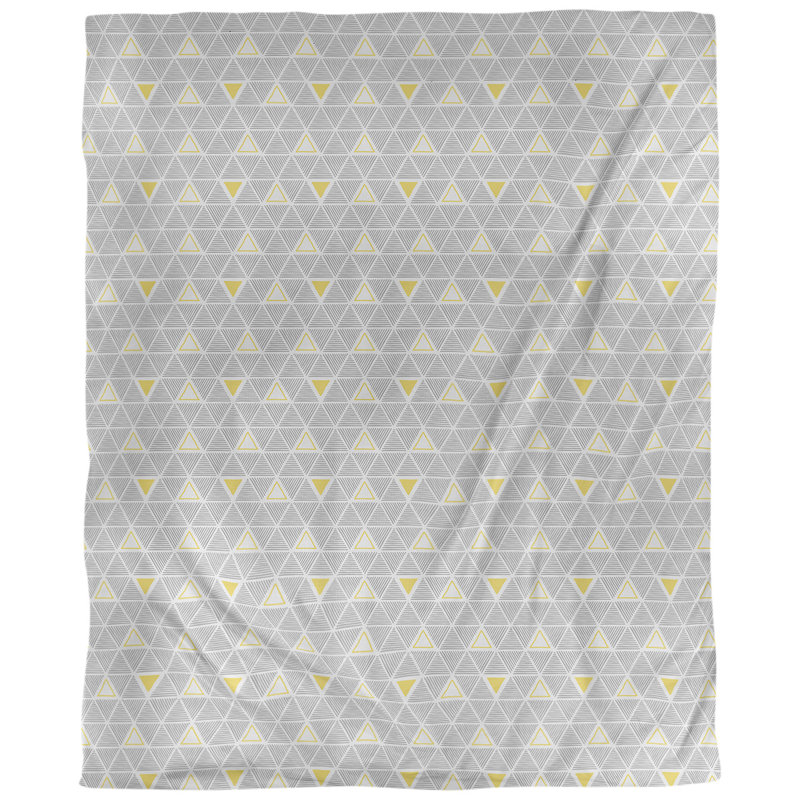 Tissu triangulaires décoratifs à la main, Coton peigné pima, L 54 po x l 36 po, Jaune