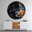 Horloge murale orange avec fleurs oranges et gouttes d'eau-34140783