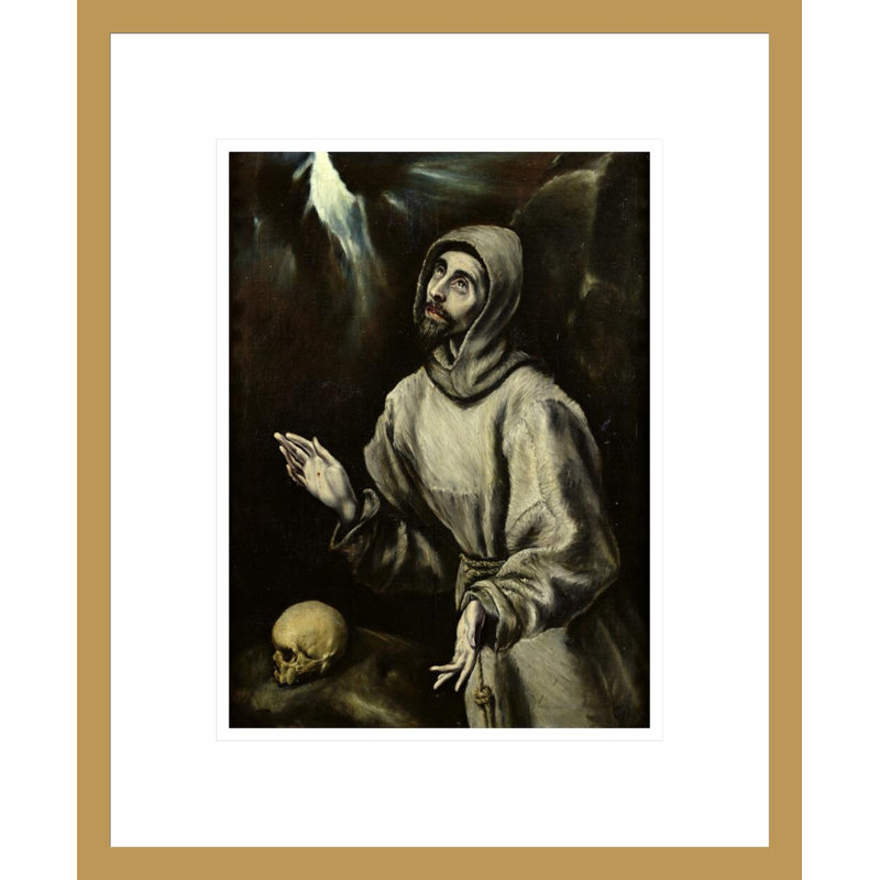 Saint-François d'Assise recevant la stigmatisation par El Greco - Estampe numérique encadrée, H 16,72 po x l 13,75 po