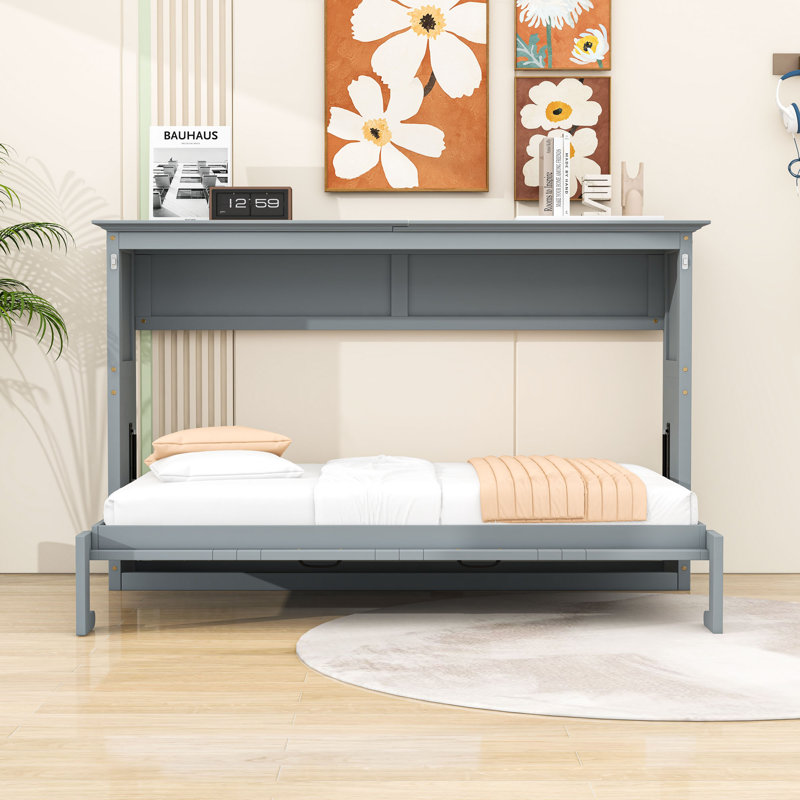 Lit simple escamotable en bois avec lattes