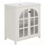 Meuble-lavabo de salle de bain avec lavabo, pieds en bois et 2 portes en verre-996012956