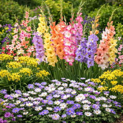 Bee & Butterfly Blooming Garden Collection - 100 Bulbs - Featuring 4 Varieties of Colorful, Red, Pink, White, Yellow Flowers