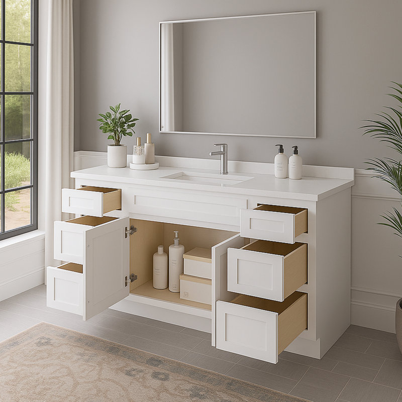 Base de meuble-lavabo simple 66 po seulement, Blanc