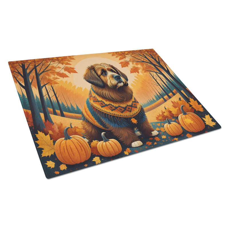 Briard Fall Glass Cutting Board Large