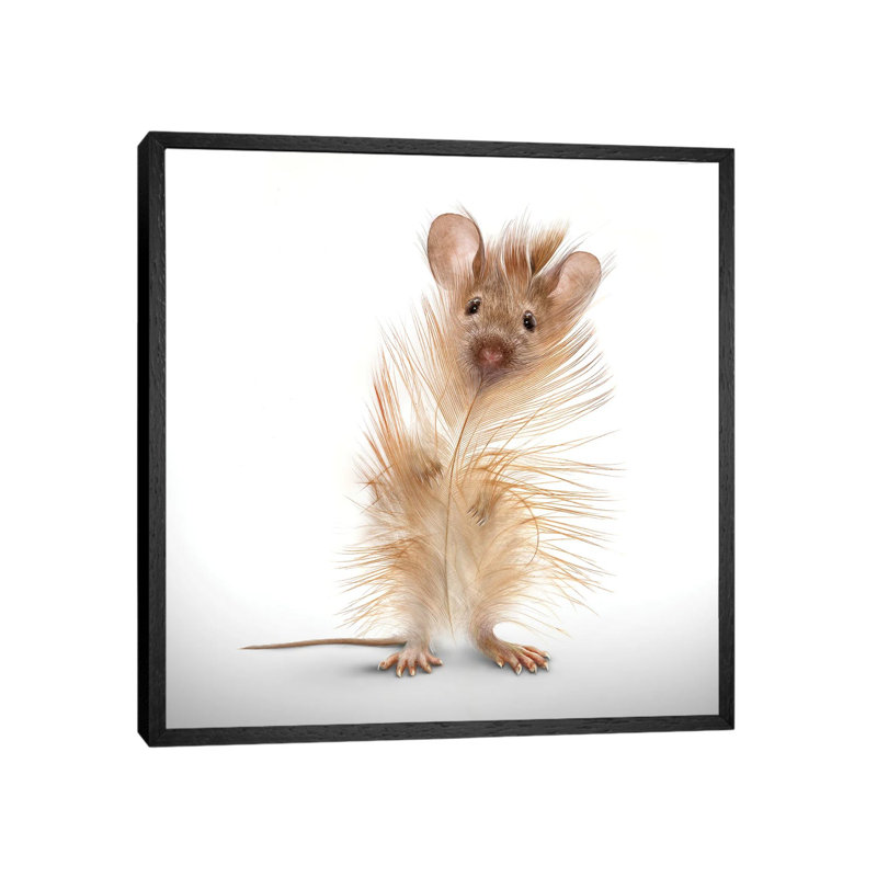 Fabuleon: Feather Mouse by Spielsinn Design - Gallery-Wrapped Canvas Giclée on Canvas, 45.72 cm H x 45.72 cm W, Black Framed