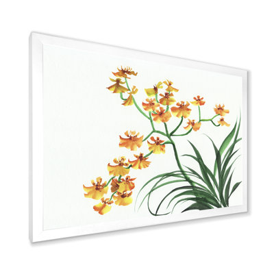 Orchidées jaunes rétro - peinture sur toile