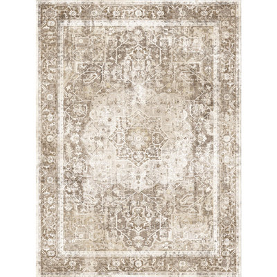 Tapis gris / beige délavé à la machine Octavia, olive Octavia