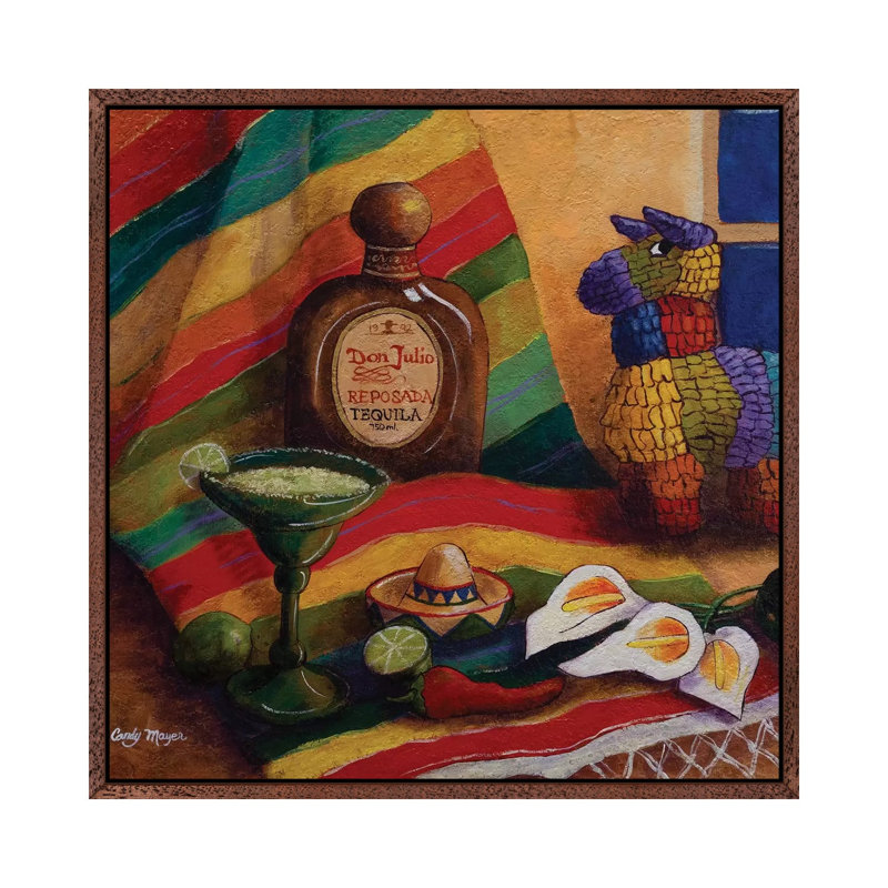Cinco De Mayo by Candy Mayer - Painting on Canvas, 66.04cm H x 66.04cm W x 3.81cm D, Classic Brown Wood Framed