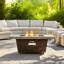 42 Inch Gas Fire Pit Table, Rectangle Design With Cement-Imitating Texture For Patio And Backyard Heating