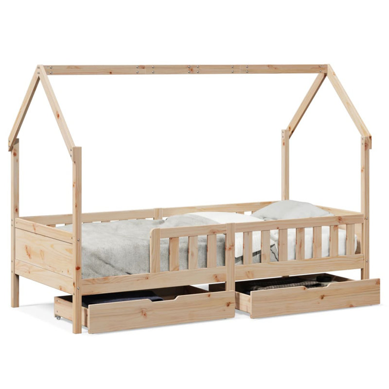 Ariane Standard House Beds with Trundle Included, Single (90 x 190 cm), Natural