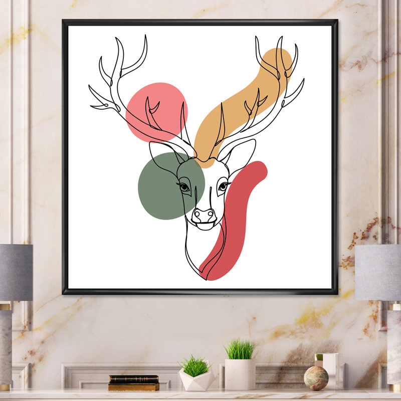 Minimalisme Christmas Deer Earth Tones - reproduction d'art sur toile, H 16 po x l 16 po x P 1 po, Cadre flottant noir